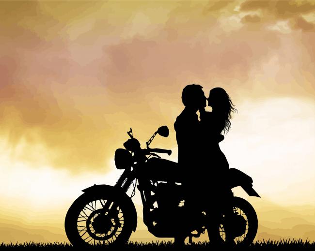 Romantic Couple Bikers Paint By Numbers