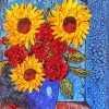 Roses And Sunflowers Vase Paint By Numbers