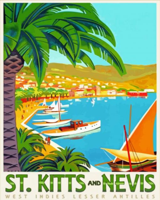 Saint Kitts And Nevis Poster Art Paint By Numbers