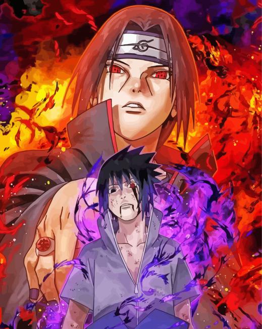 Sasuke And Itachi Naruto Characters Paint By Numbers - Painting By Numbers