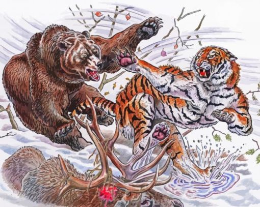 Siberian Tiger And Bear Paint By Numbers