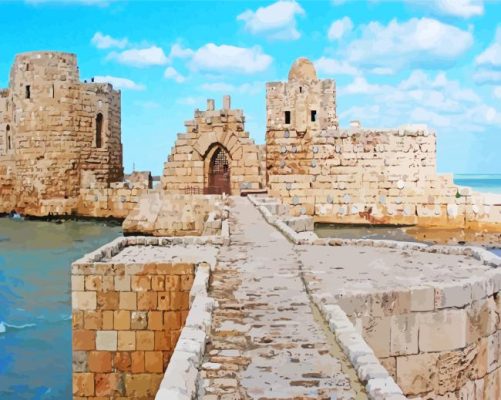 Sidon Sea Castle Lebanon Paint By Numbers