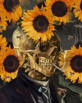 Skull Sunflower Paint By Numbers