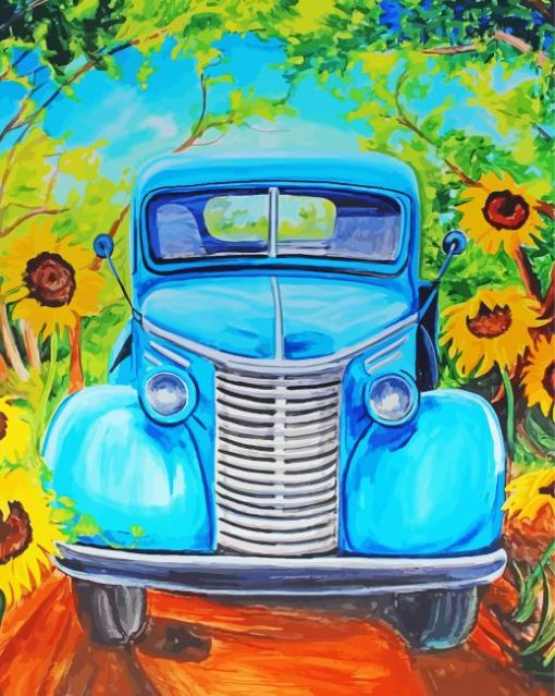 Sunflowers Farm Truck Paint By Numbers