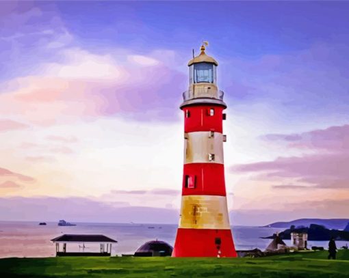Sunrise At Plymouth Lighthouse Paint By Numbers