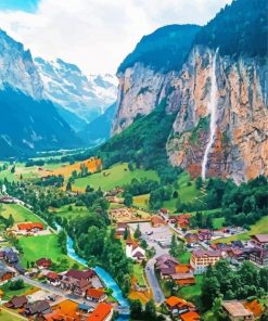 Switzerland Staubbach Fall Paint By Numbers