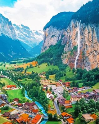 Switzerland Staubbach Fall Paint By Numbers