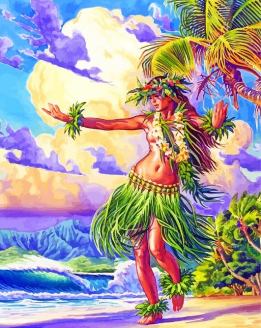 Tahitian Dancer By Beach Paint By Numbers
