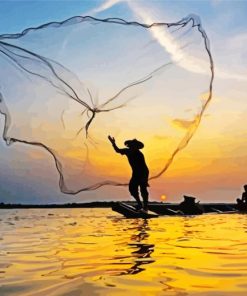 Throwing Net At Sunset Paint By Numbers