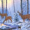 Trees And Deers In Snow Paint By Numbers
