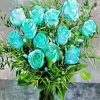 Turquoise Flowers In Vase Paint By Numbers