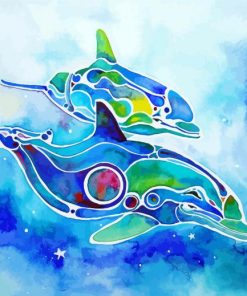 Two Abstract Dolphins Paint By Numbers