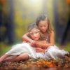 Two Cute Little Girls In Autumn Paint By Numbers