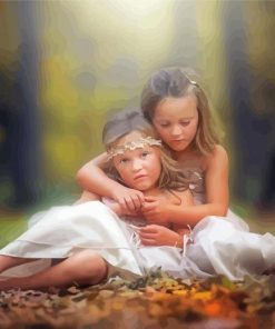 Two Cute Little Girls In Autumn Paint By Numbers