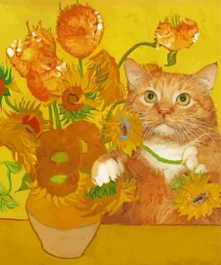 Van Gogh Sunflower Cat Paint By Numbers