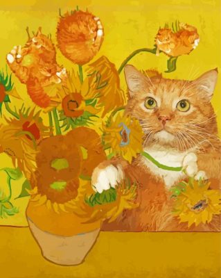 Van Gogh Sunflower Cat Paint By Numbers