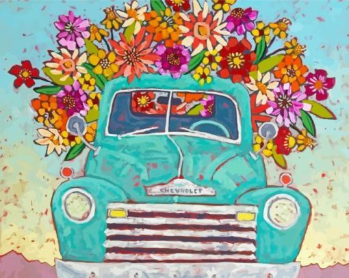 Vintage Flower Car Paint By Numbers