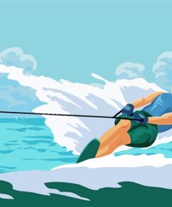 Water Ski Illustration Paint By Numbers