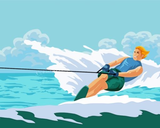 Water Ski Illustration Paint By Numbers