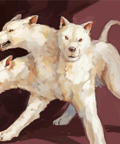 White Three Headed Dog Paint By Numbers