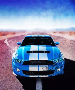 White And Blue Mustang Car Paint By Numbers