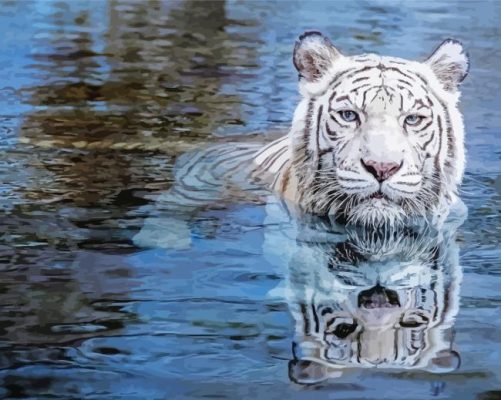 White Tiger Reflection Paint By Numbers