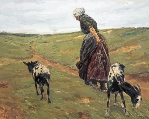 Woman With Goats In The Dunes BY Max Liebermann Paint By Numbers