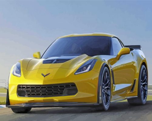 Yellow Corvette Z06 Paint By Numbers