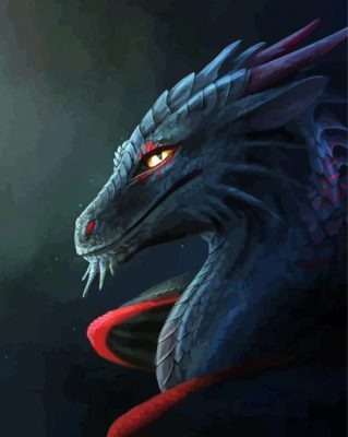 Aesthetic Black And Red Dragon Paint By Numbers