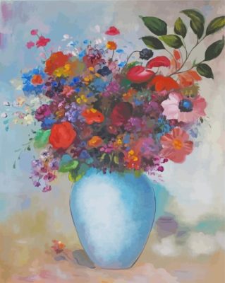 Aesthetic Flowers In Turquoise Vase Art Paint By Numbers