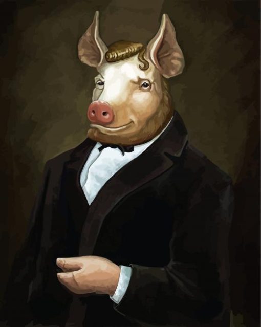 Aesthetic Pig Wearing Suit Paint By Numbers
