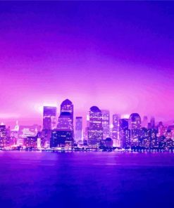 Aesthetic Purple Night City Paint By Numbers