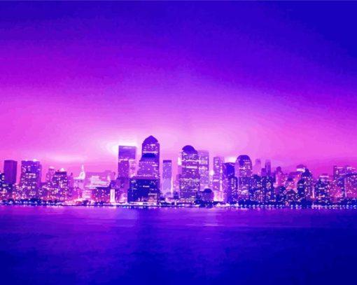 Aesthetic Purple Night City Paint By Numbers