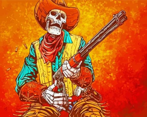 Aesthetic Skeleton Cowboy Art Paint By Numbers