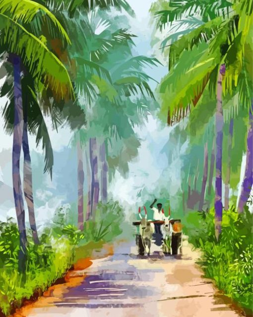 Aesthetic Village Path Art Paint By Numbers