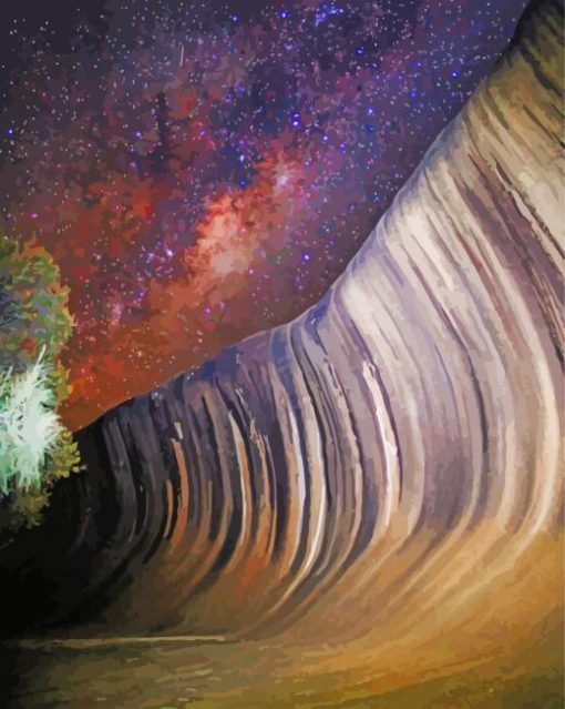 Aesthetic Wave Rock At Night Paint By Numbers