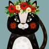Aesthetic Cat Floral Crown Illustration Paint By Numbers