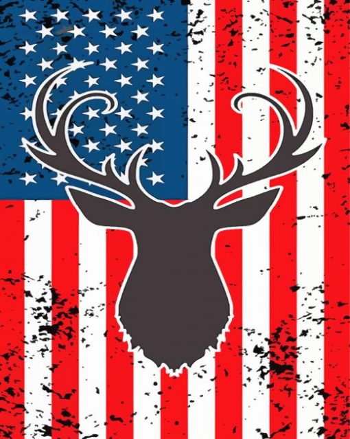 American Deer Flag Paint By Numbers