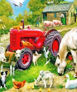 Beautiful Farm With Animals Paint By Numbers