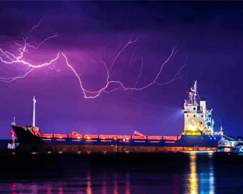 Beautiful Ship In Storms Paint By Numbers