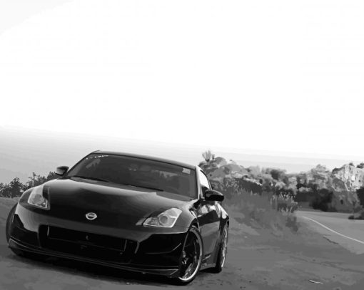 Black And White Nissan 350Z Paint By Numbers
