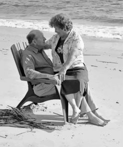 Black And White Old Couple By The Sea Paint By Numbers