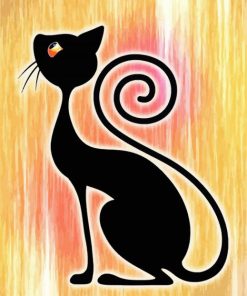 Black Cat Vintage Deco Art Paint By Numbers