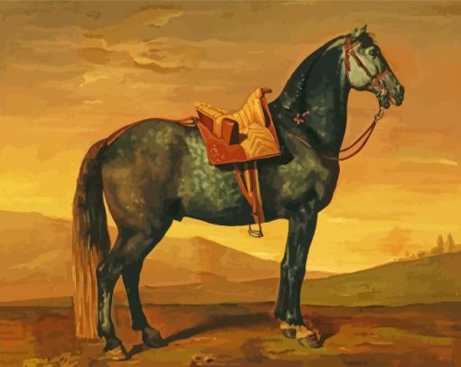Black Vintage Horse Paint By Numbers