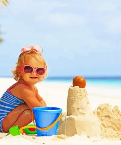 Blonde Baby Girls At Beach Paint By Numbers