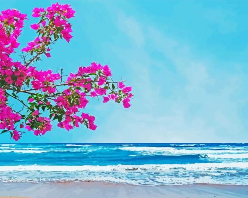 Bougainvillea And Beach Paint By Numbers