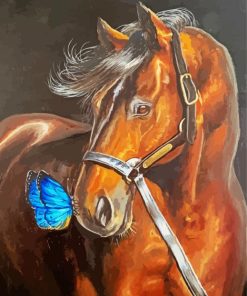 Brown Horse And Butterfly Paint By Numbers