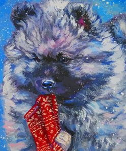 Christmas Keeshond Puppy Art Paint By Numbers
