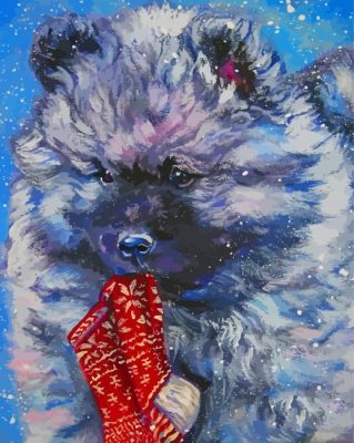 Christmas Keeshond Puppy Art Paint By Numbers