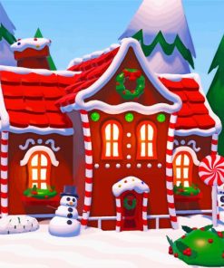 Christmas Snowy Gingerbread House Paint By Numbers